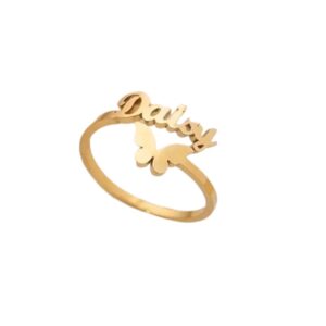 Daisy Butterfly Name Ring