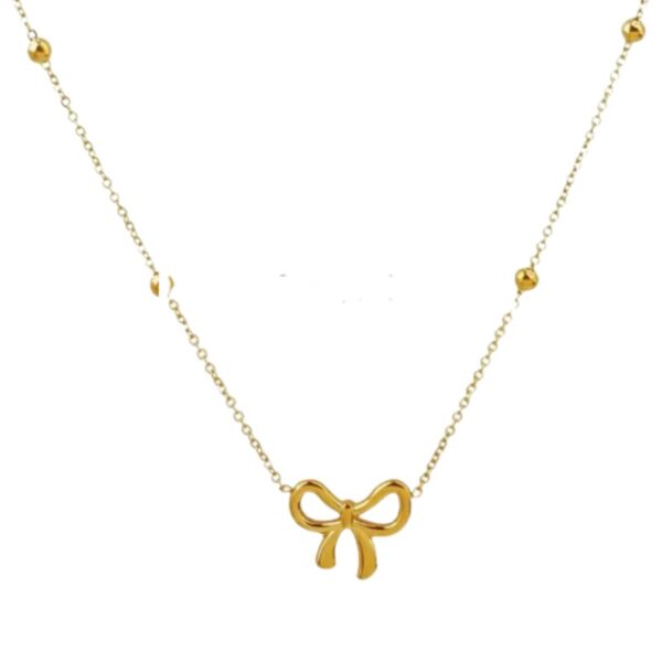 Golden Bow Charm Necklace